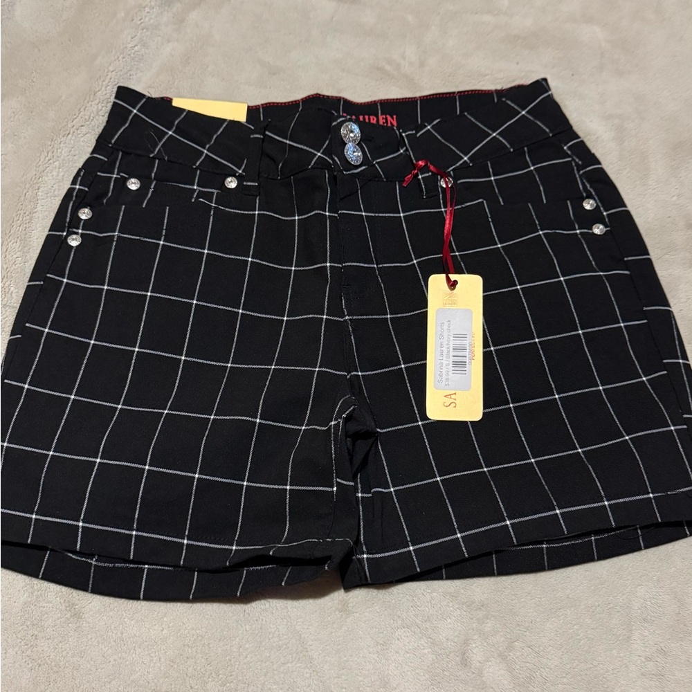 Black and White Checkered Women Shorts